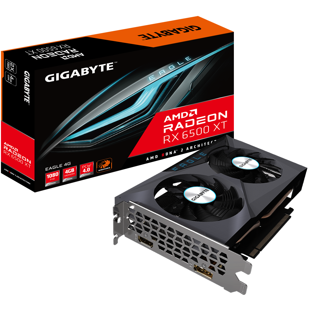 GIGABYTE AMD Radeon RX 6500 XT Eagle 4G 4GB GDDR6 Grafikkarte HDMI/DP