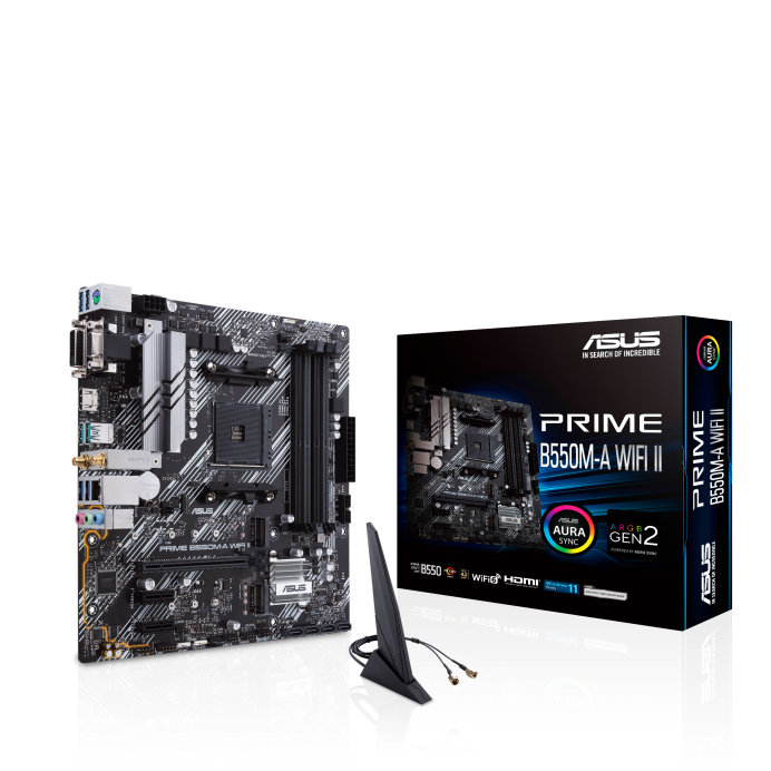 ASUS Prime B550M-A WIFI II mATX Mainboard Sockel AM4 M.2/USB3.2/HDMI/DVI/VGA/BT