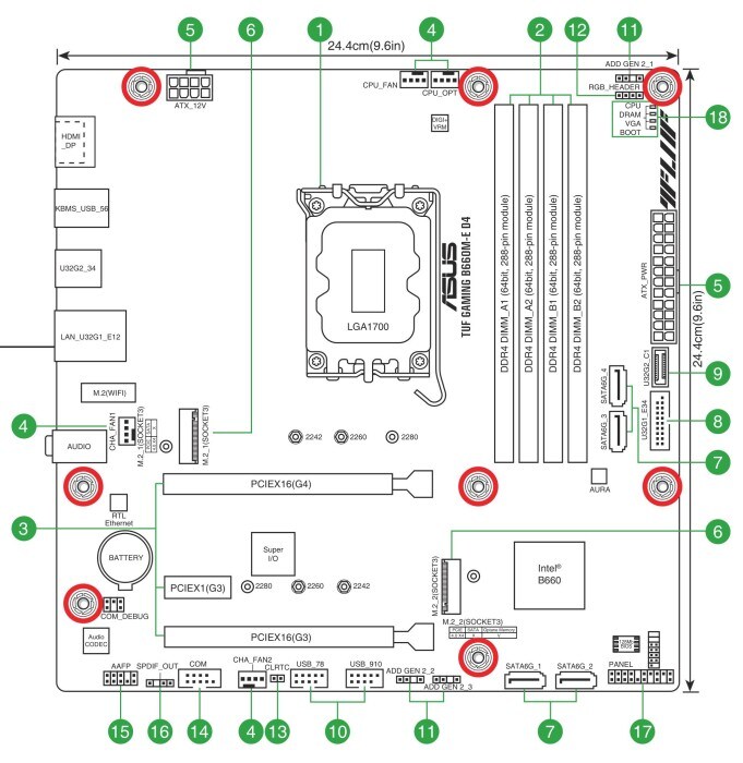 ASUS TUF GAMING B660M-E D4 ATX Mainboard Sockel 1700 HDMI/DP/USB