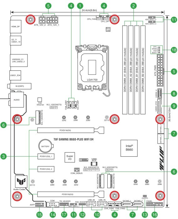 ASUS TUF GAMING B660-PLUS WIFI D4 ATX Mainboard Sockel 1700 USB-C/HDMI/DP