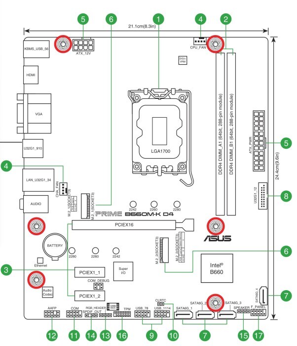 ASUS PRIME B660M-K D4 mATX Mainboard Sockel 1700 USB/HDMI/VGA