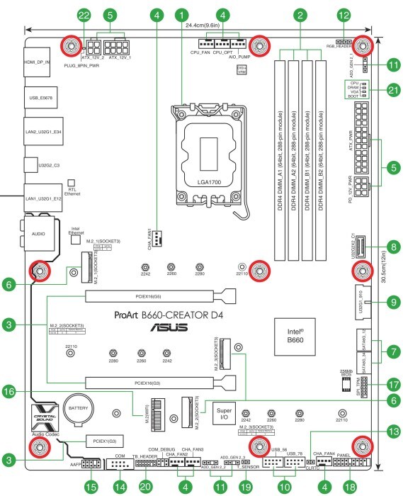 ASUS PROART B660-CREATOR D4 ATX Mainboard Sockel 1700 USB-C/HDMI/DP