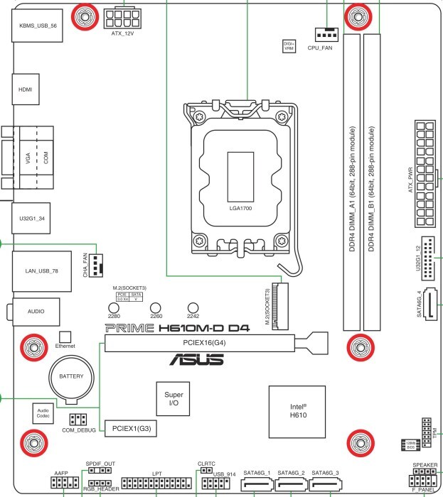 ASUS PRIME H610M-D D4 mATX Mainboard Sockel 1700 HDMI/VGA