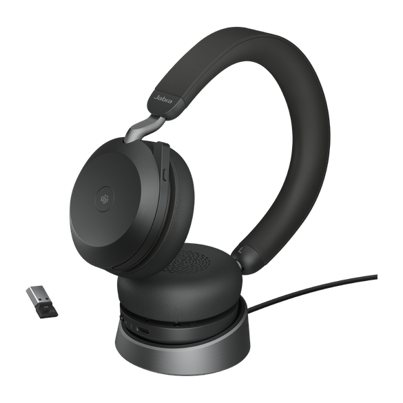 Jabra Evolve2 75 MS Stereo Headset schwarz mit Ladestation