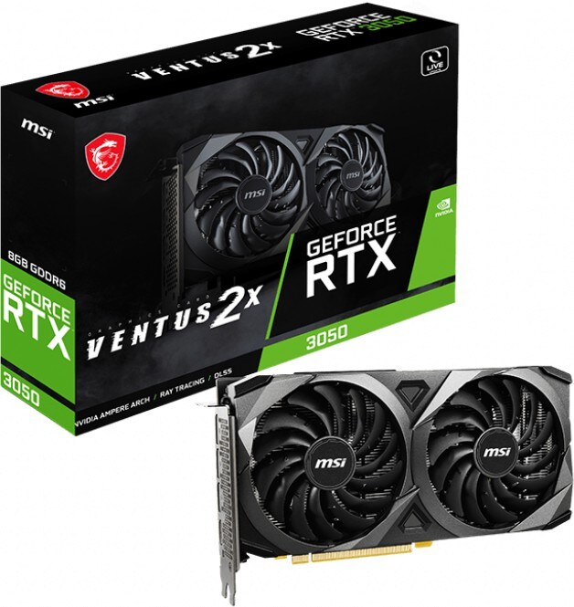 MSI GeForce RTX 3050 Ventus 2X 8GB GDDR6 Grafikkarte 3xDP/HDMI