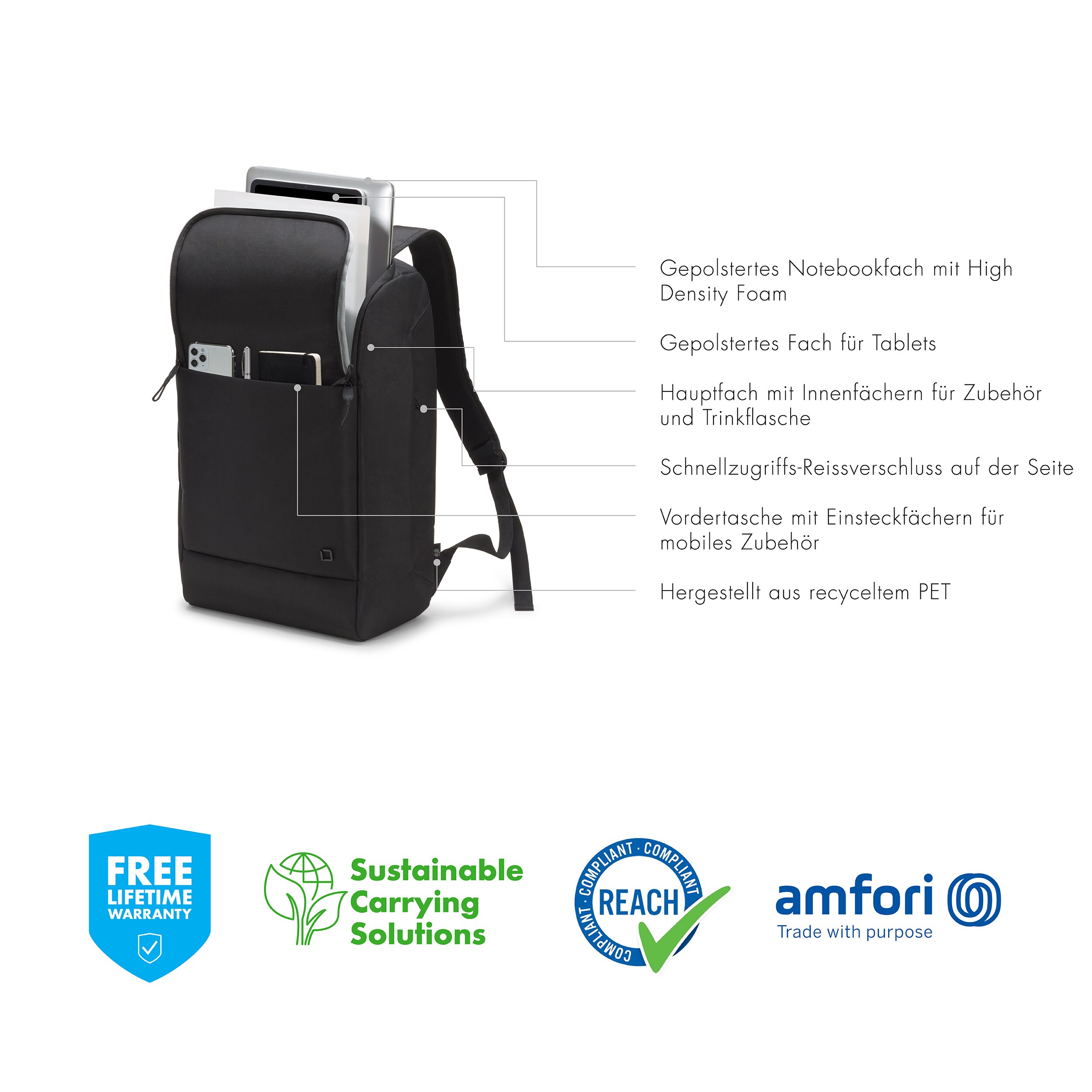 Dicota Eco Motion Notebookrucksack 39,62cm (13"-15,6") schwarz