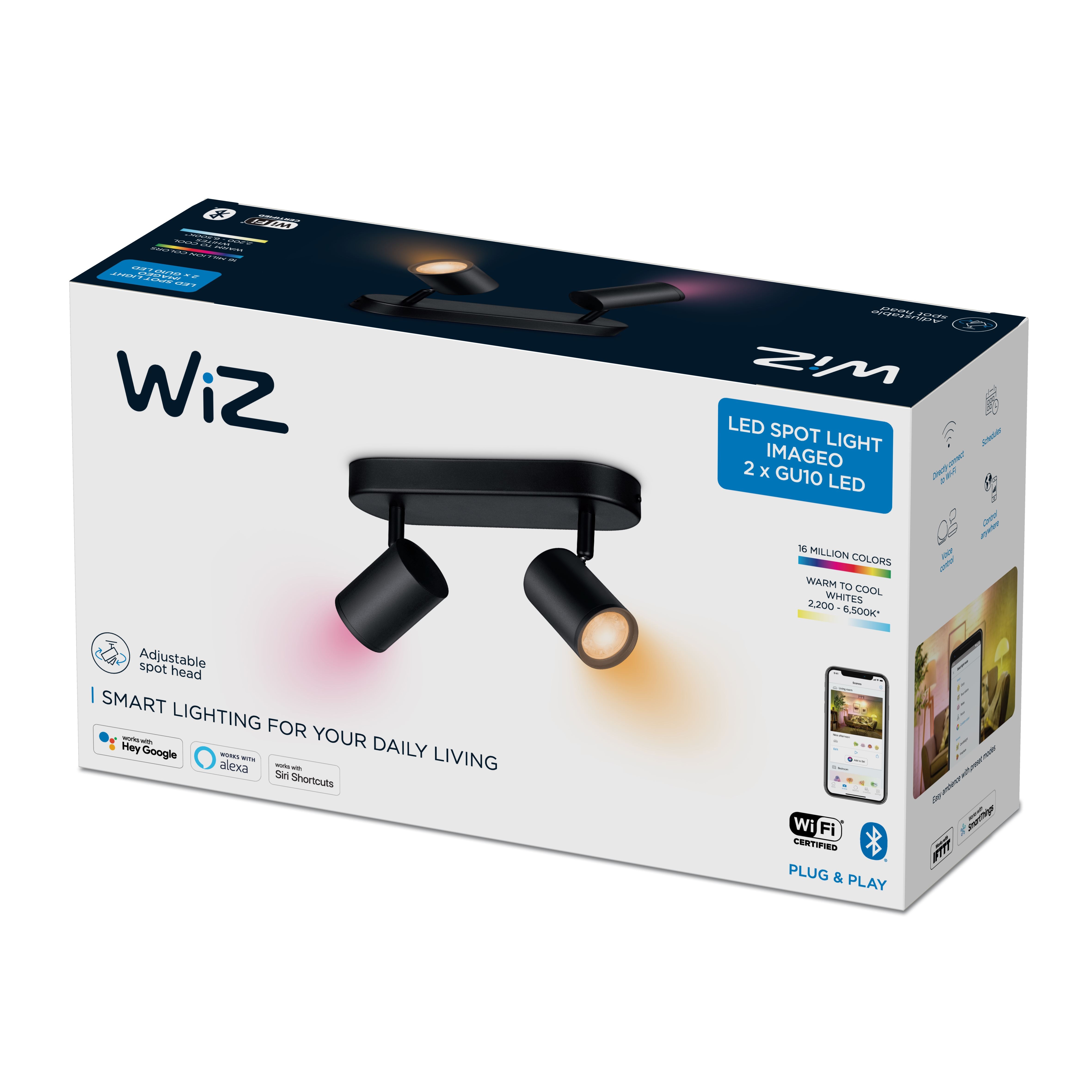 WiZ IMAGEO Spots 2x5W B schwarz 22-65K RGB 2x 345lm