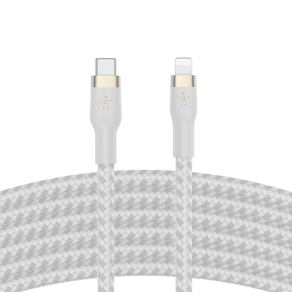 Belkin Pro Flex Lightning/ USB-C Kabel bis 15W mfi zertifiziert 1m weiß