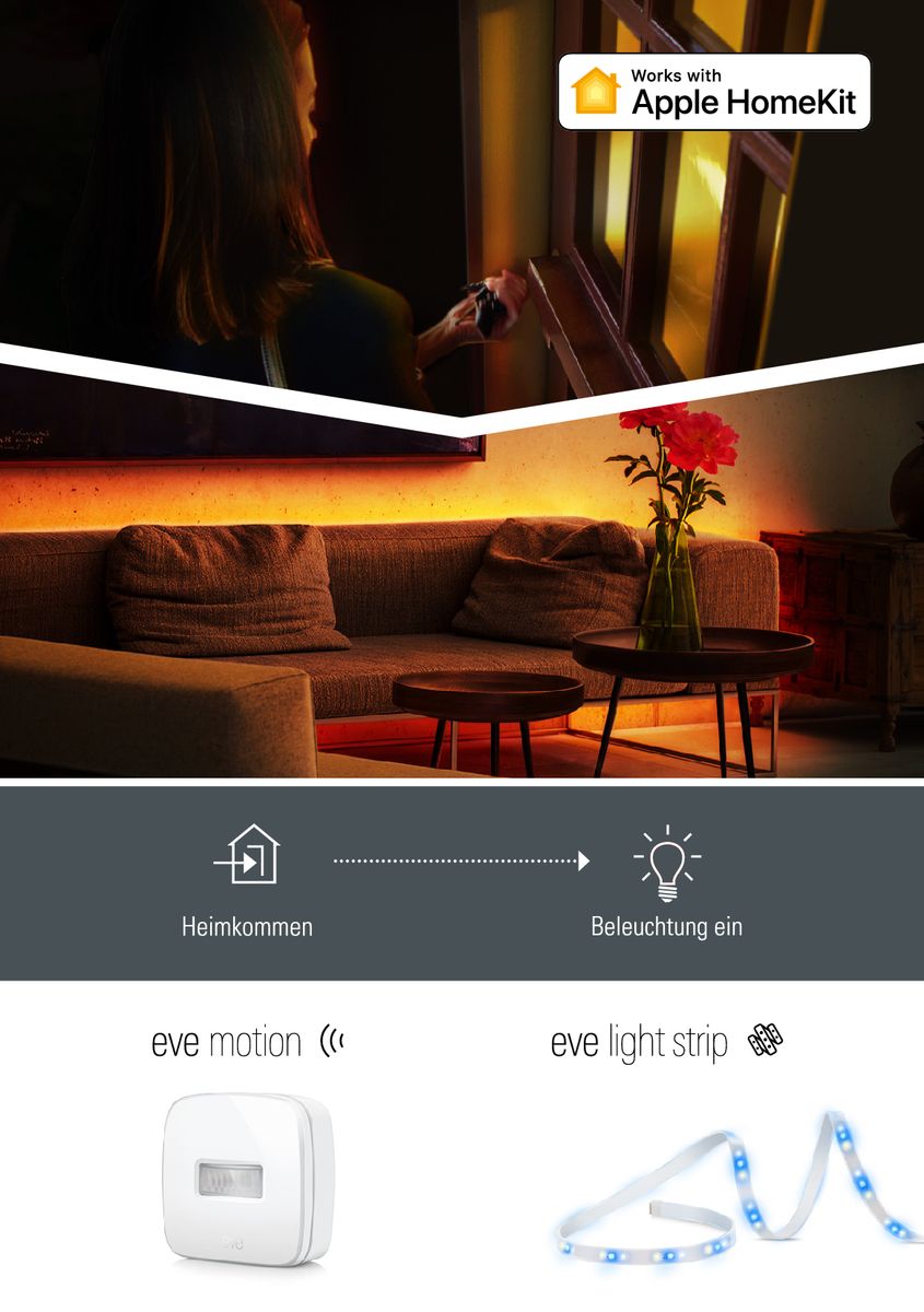 Eve Light Strip -Smarter LED-Lichtstreifen weiß/farbig dimmbar für Apple HomeKit