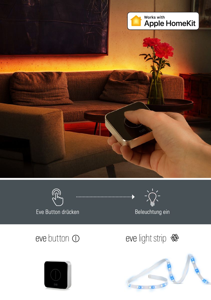 Eve Light Strip -Smarter LED-Lichtstreifen weiß/farbig dimmbar für Apple HomeKit