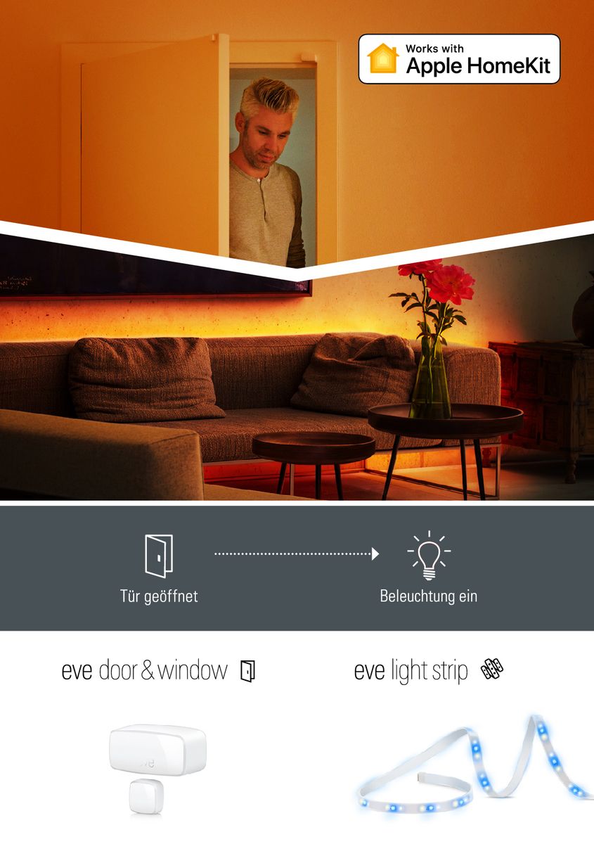 Eve Light Strip -Smarter LED-Lichtstreifen weiß/farbig dimmbar für Apple HomeKit