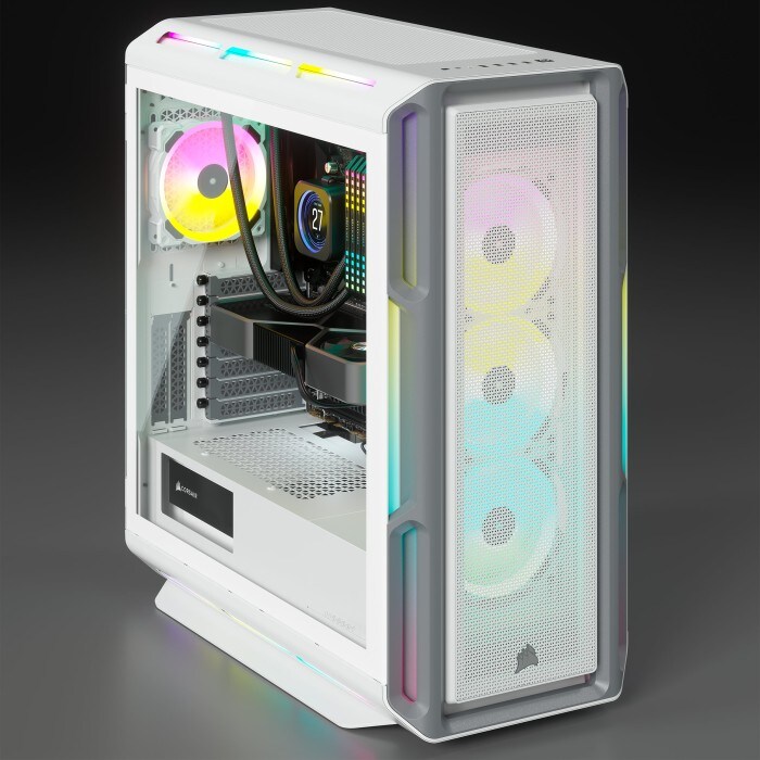 Corsair iCUE 5000T RGB Mid-Tower ATX Gaming Gehäuse weiß TG Seitenfenster