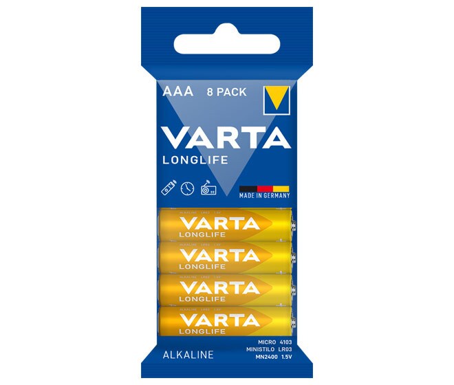 VARTA Longlife Batterie Micro AAA LR03 8er Folienverpackung