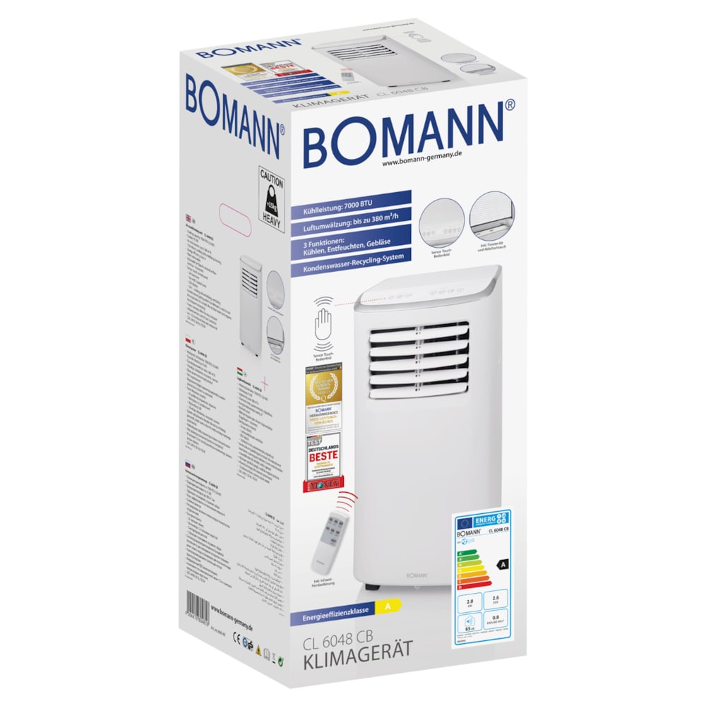 Bomann CL 6048 CB mobiles Klimagerät, 7.000 BTU Kühlleistung, 65 dB(A)