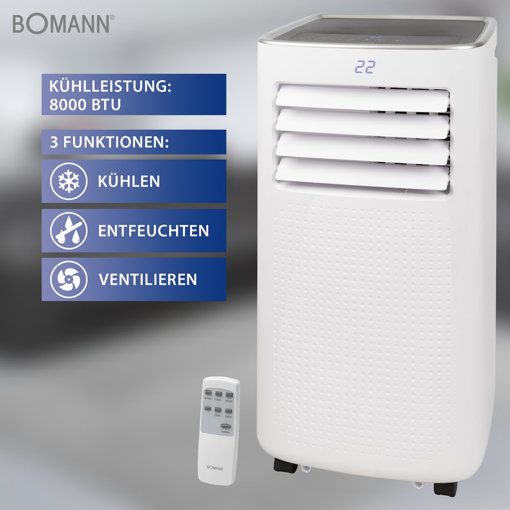 Bomann CL 6049 CB mobiles Klimagerät, 8.000 BTU Kühlleistung, 65 dB(A)