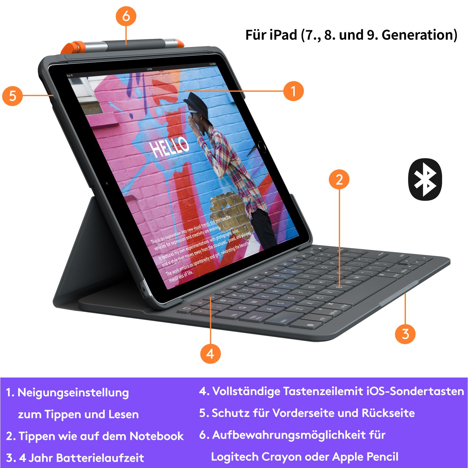 Logitech Slim Folio Hülle und Tastatur für iPads der 7./8. Generation (2019/20)