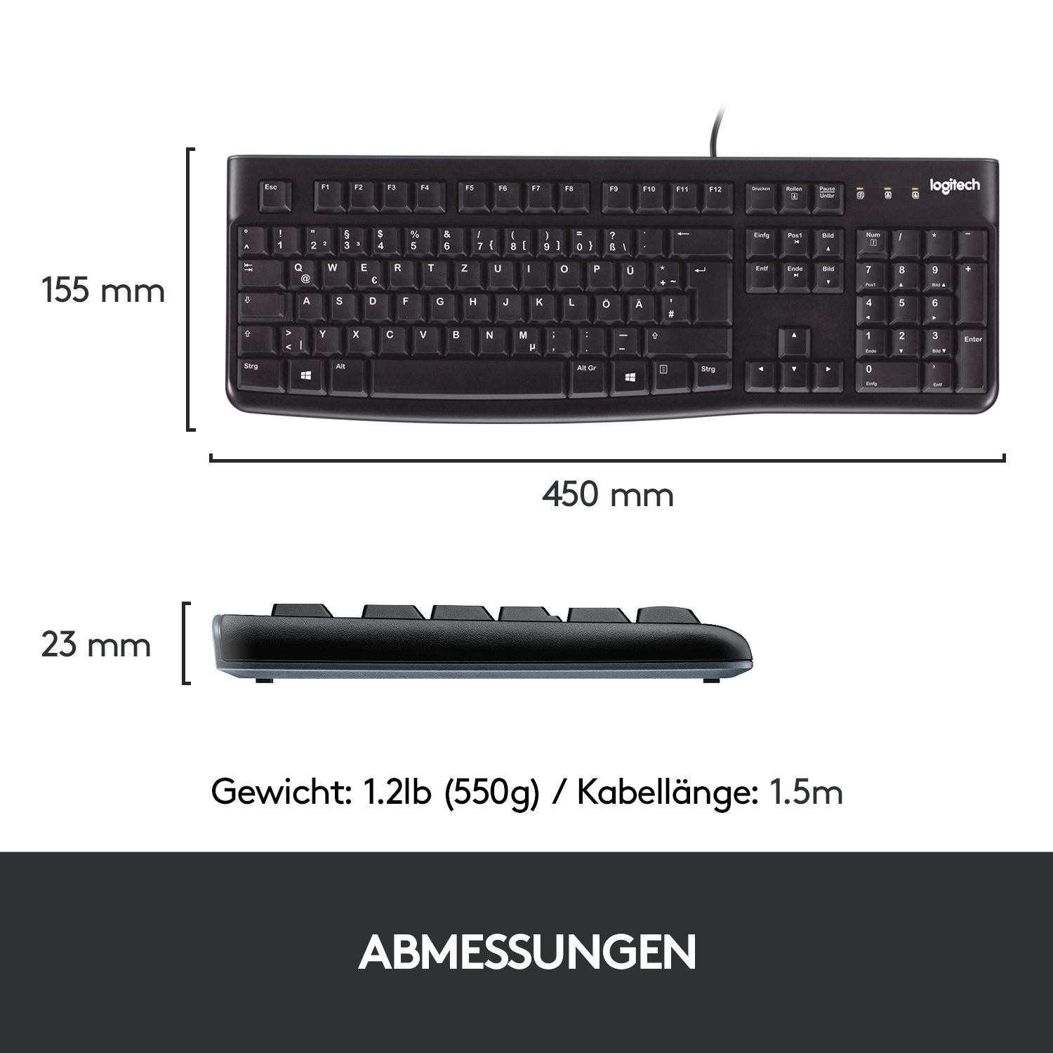 Logitech K120 Kabelgebundene Tastatur Schwarz