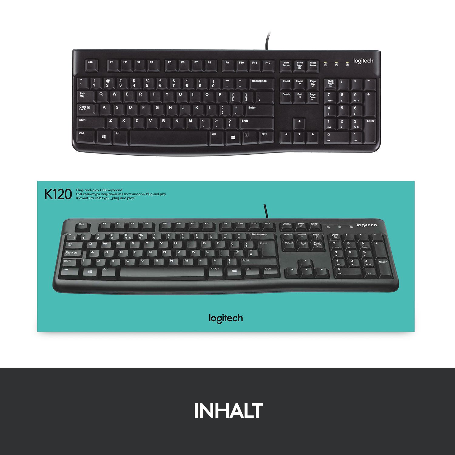 Logitech K120 Kabelgebundene Tastatur Schwarz