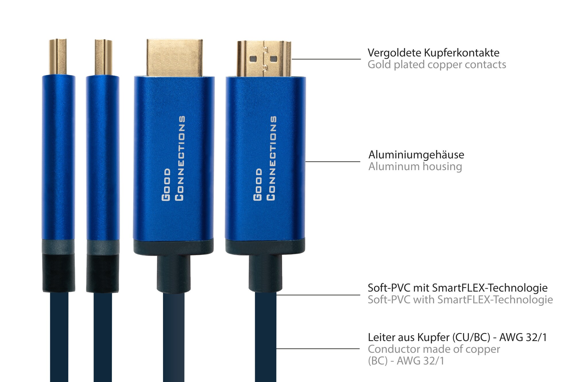 Good Connections Adapterkabel Smartflex USB-C zu HDMI 2.0 4K UHD 60Hz 1m blau