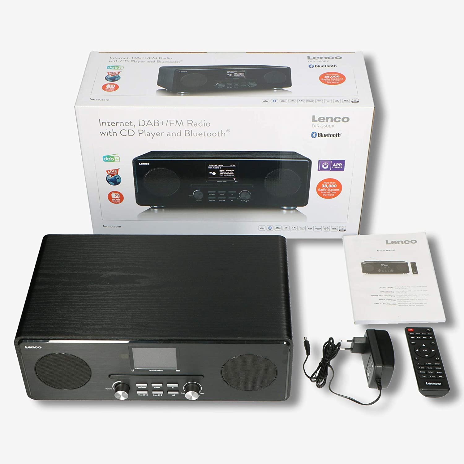 Lenco DIR-260BK Internetradio mit DAB+, BT &amp; CD (Schwarz)