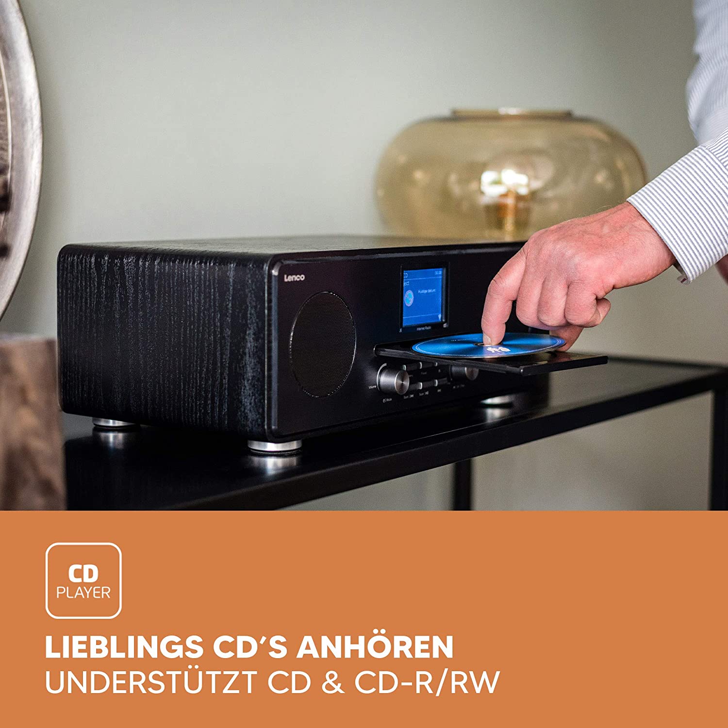 Lenco DIR-260BK Internetradio mit DAB+, BT &amp; CD (Schwarz)