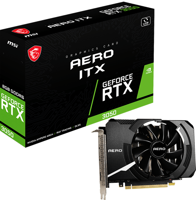 MSI GeForce RTX 3050 AERO ITX 8GB GDDR6 Grafikkarte 3xDP/HDMI