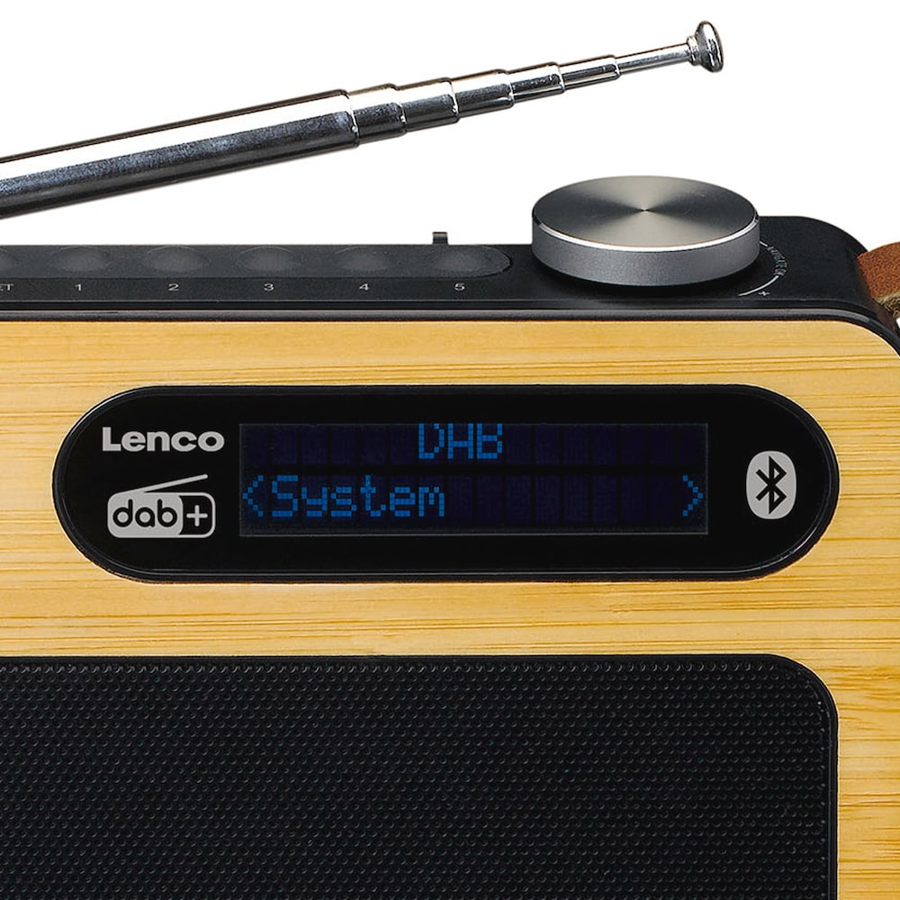 Lenco PDR-040 Bamboo Tragbares DAB+ FM-Radio mit BT (Schwarz)