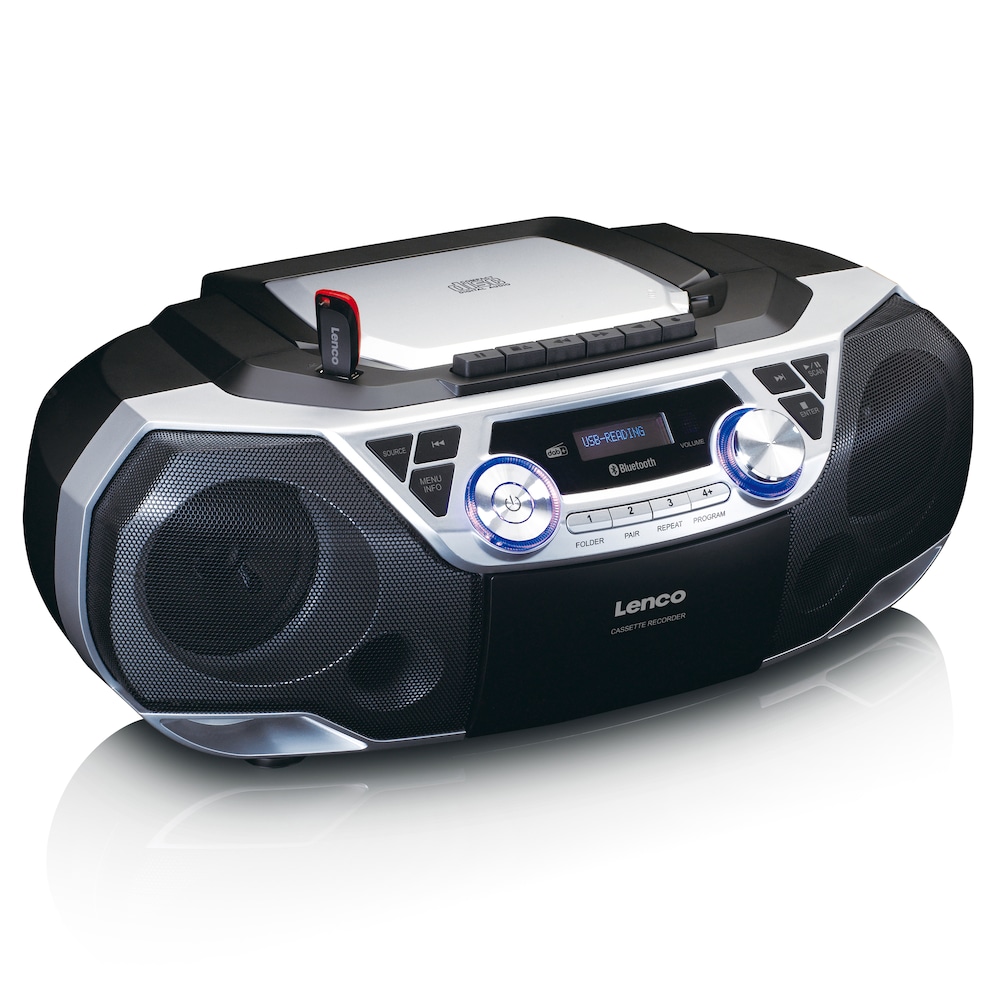 Lenco SCD-720SI Boombox DAB+, FM, CD, Kassette, USB, BT, RC