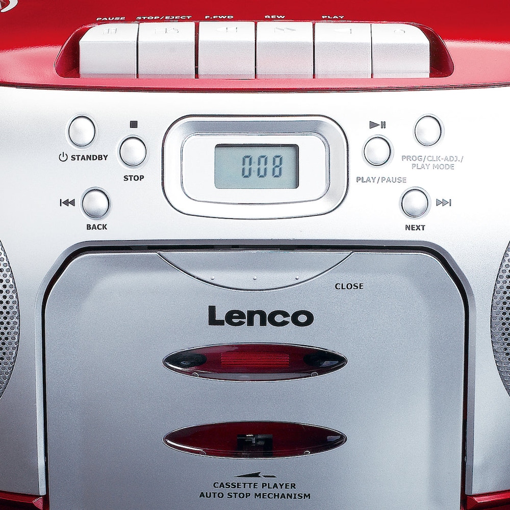 Lenco SCD-420RD CD-Radio mit Kassette, Rot
