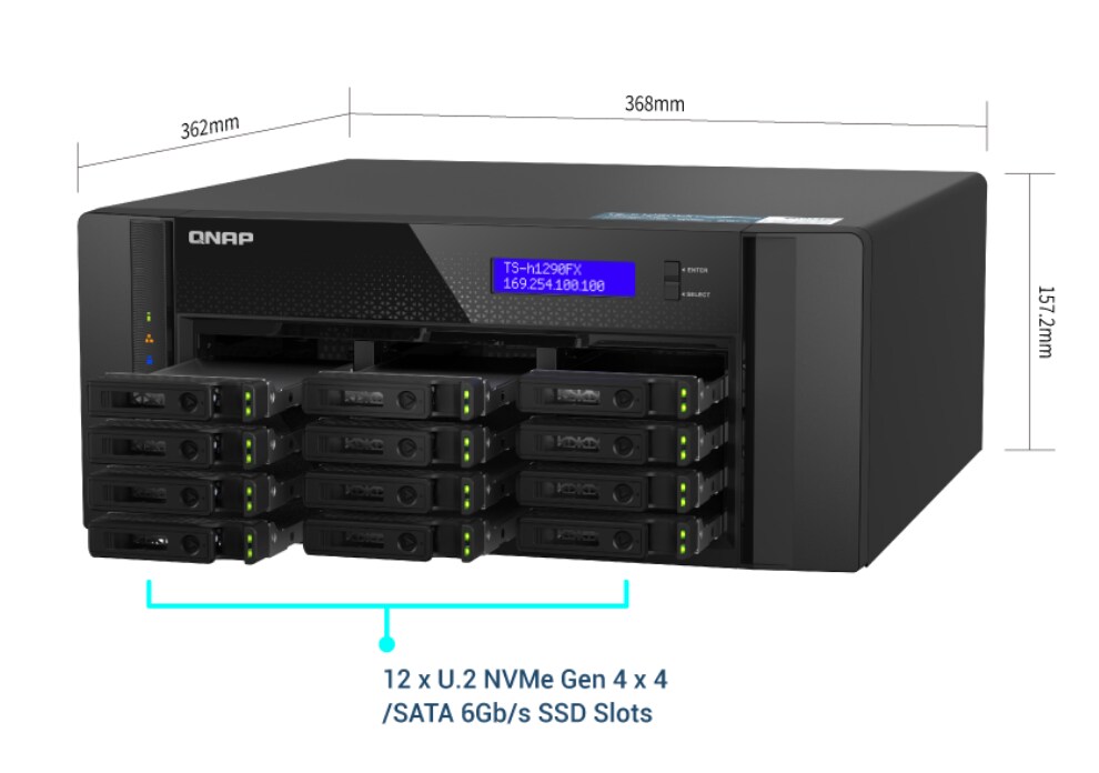 QNAP TS-h1290FX-7232P-64G NAS System 12-Bay NVMe SSD NAS