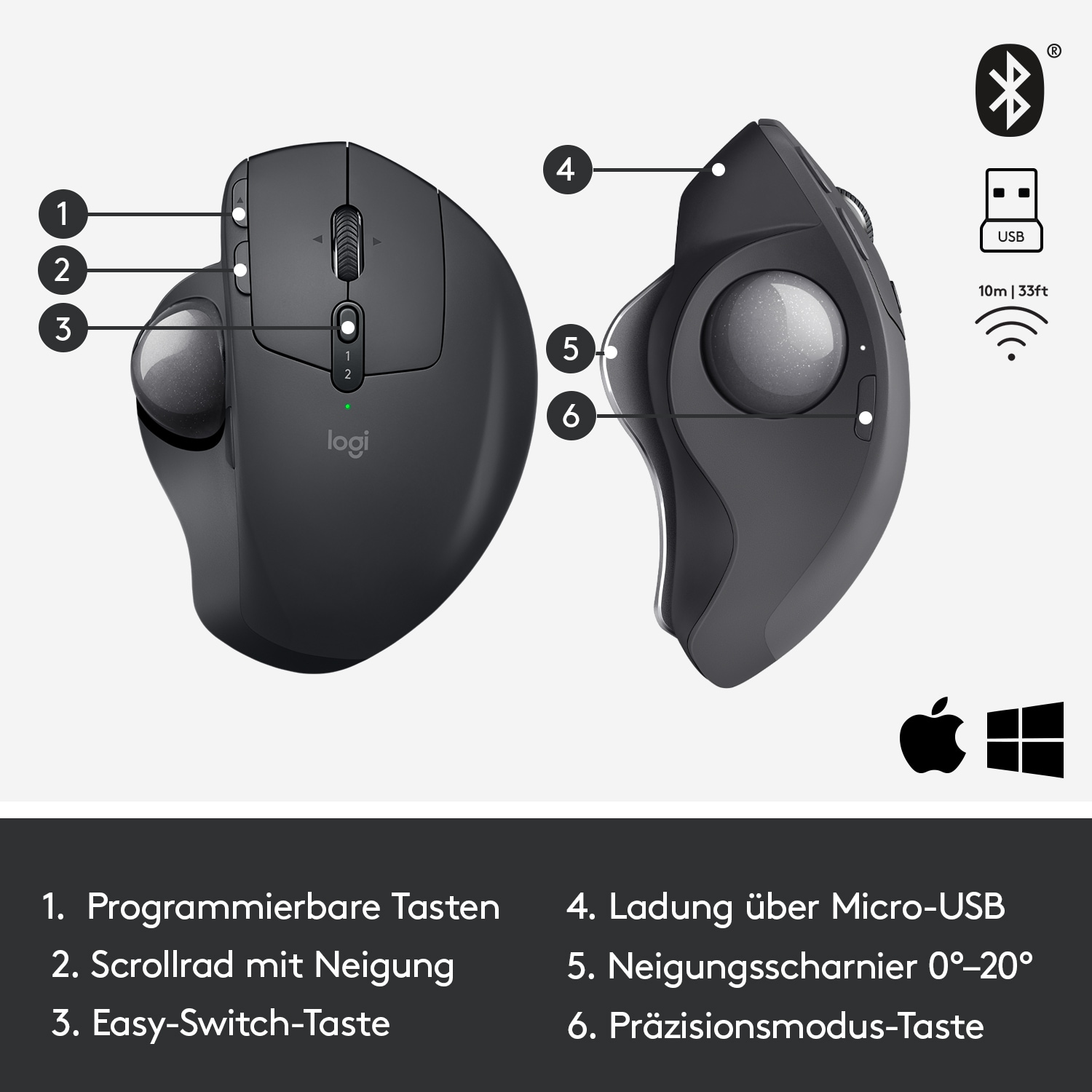 Logitech MX Ergo Kabellose Maus