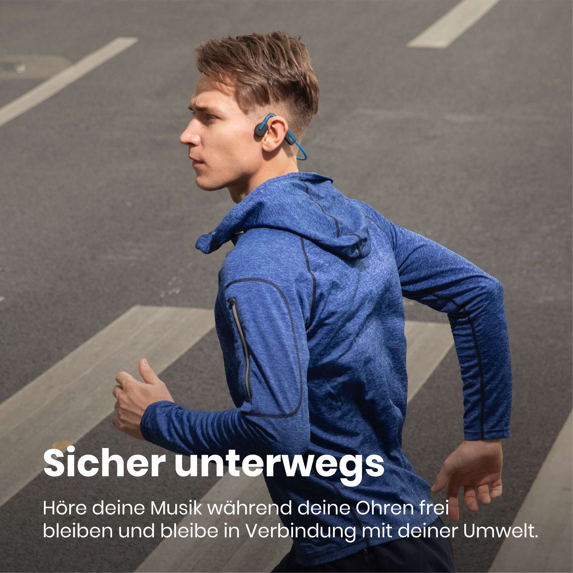 Shokz OpenMove Blue Knochenschall-Sportkopfhörer Bluetooth Open-Ear