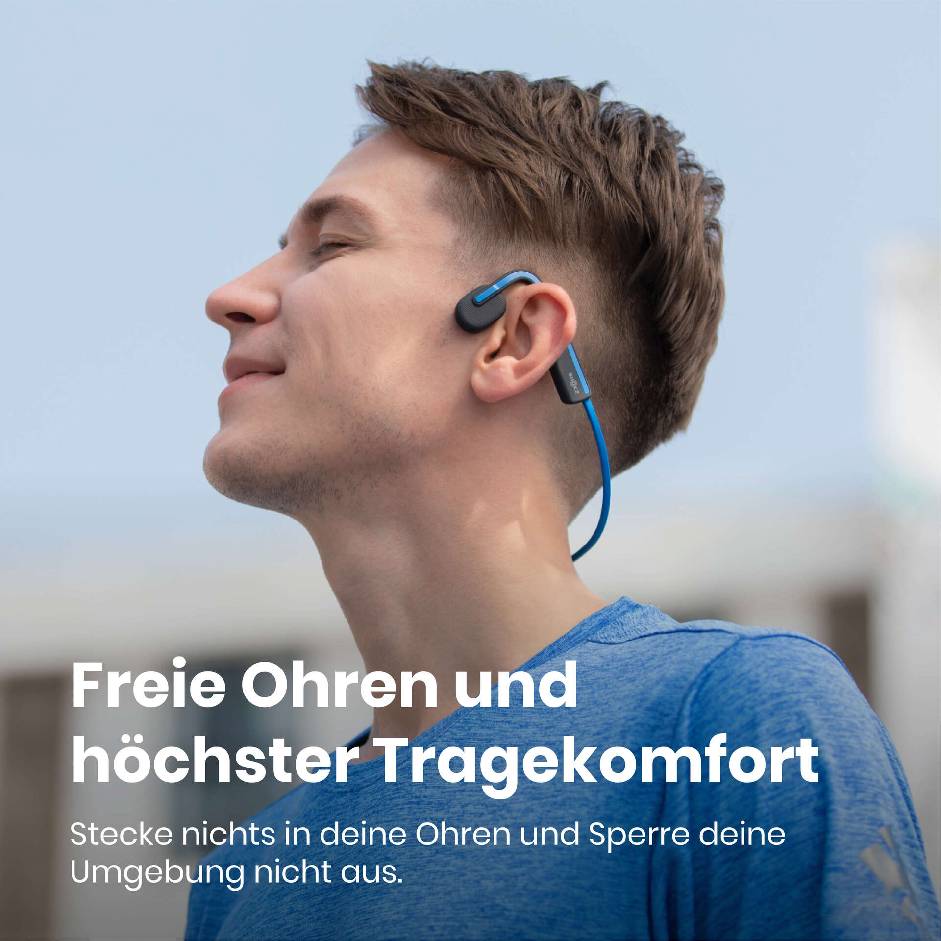 Shokz OpenMove Blue Knochenschall-Sportkopfhörer Bluetooth Open-Ear