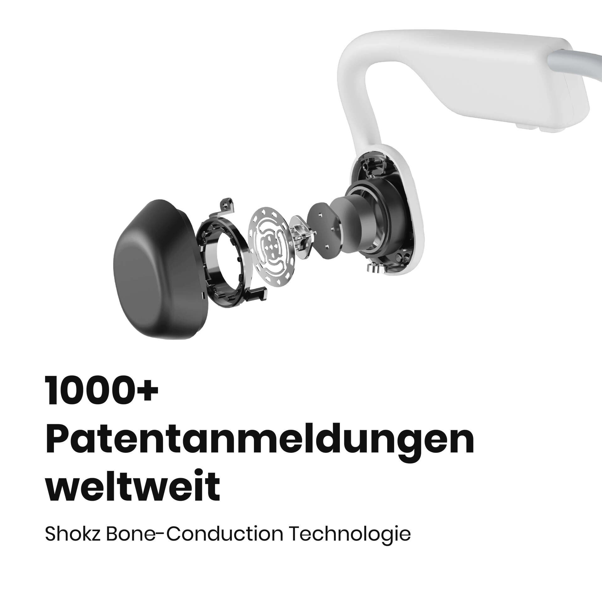 Shokz OpenMove white Knochenschall-Sportkopfhörer Bluetooth Open-Ear