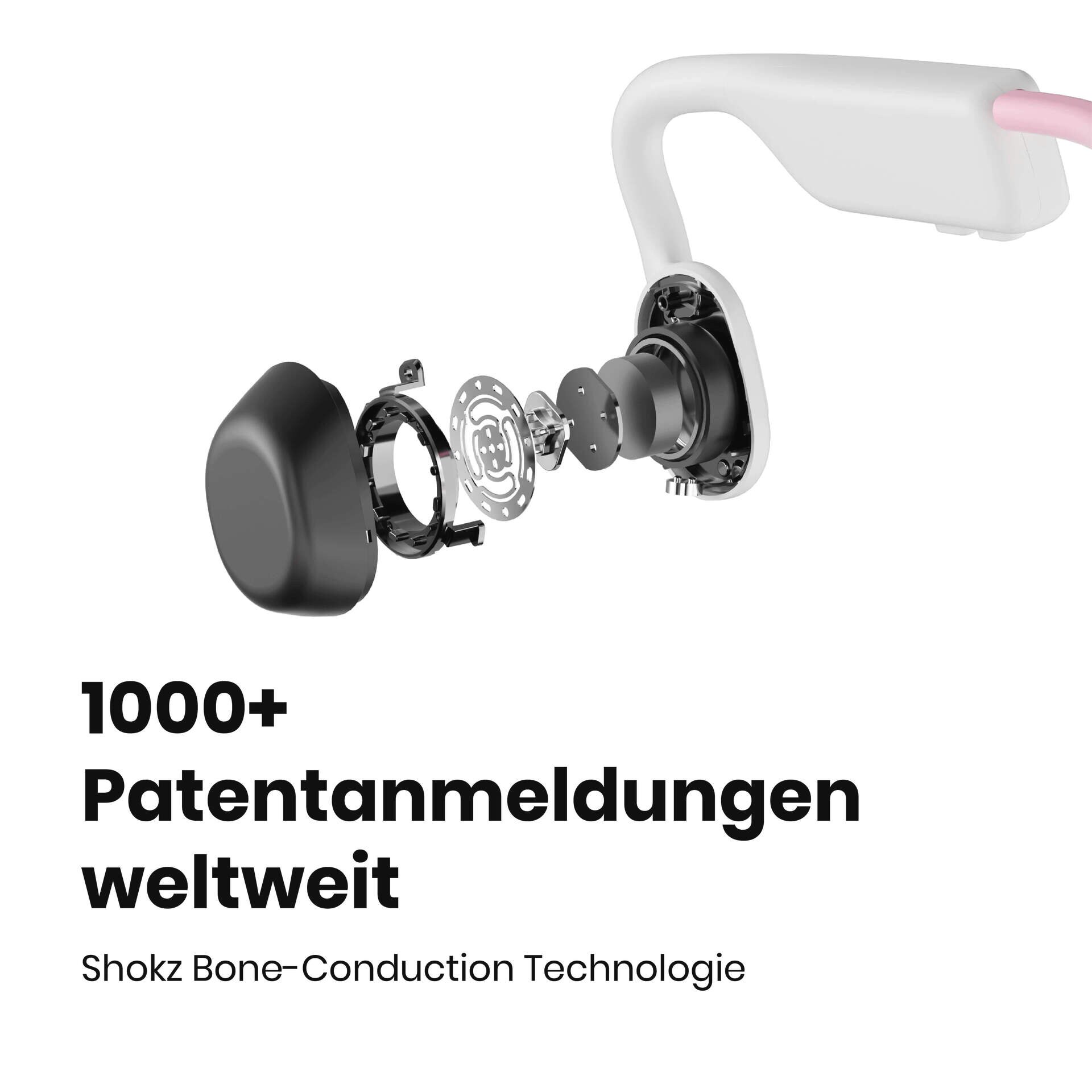 Shokz OpenMove Pink Knochenschall-Sportkopfhörer Bluetooth Open-Ear