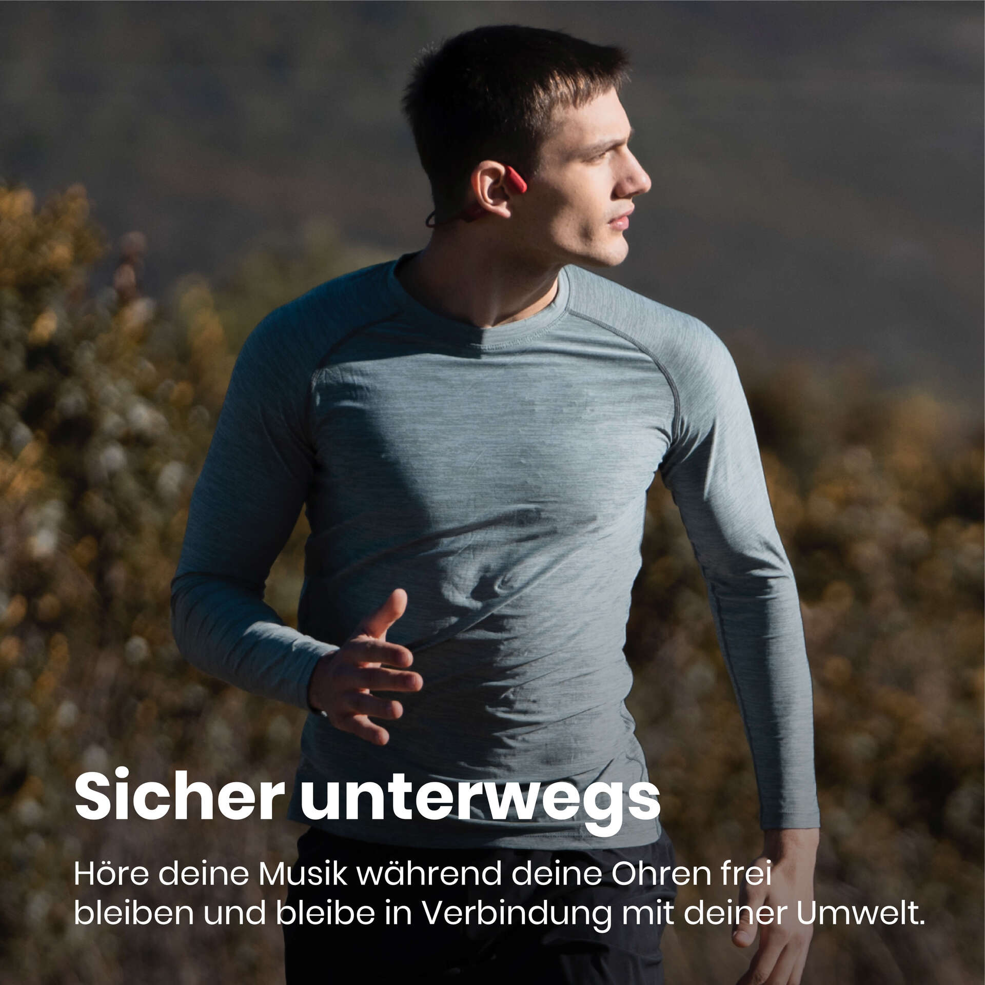 Shokz OpenRun Red Knochenschall-Sportkopfhörer Bluetooth Open-Ear