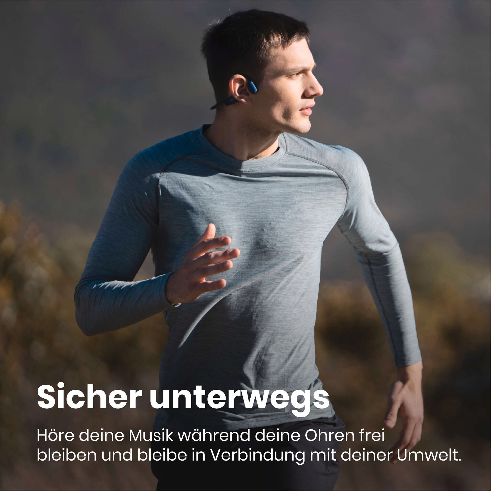 Shokz OpenRun Blue Knochenschall-Sportkopfhörer Bluetooth Open-Ear