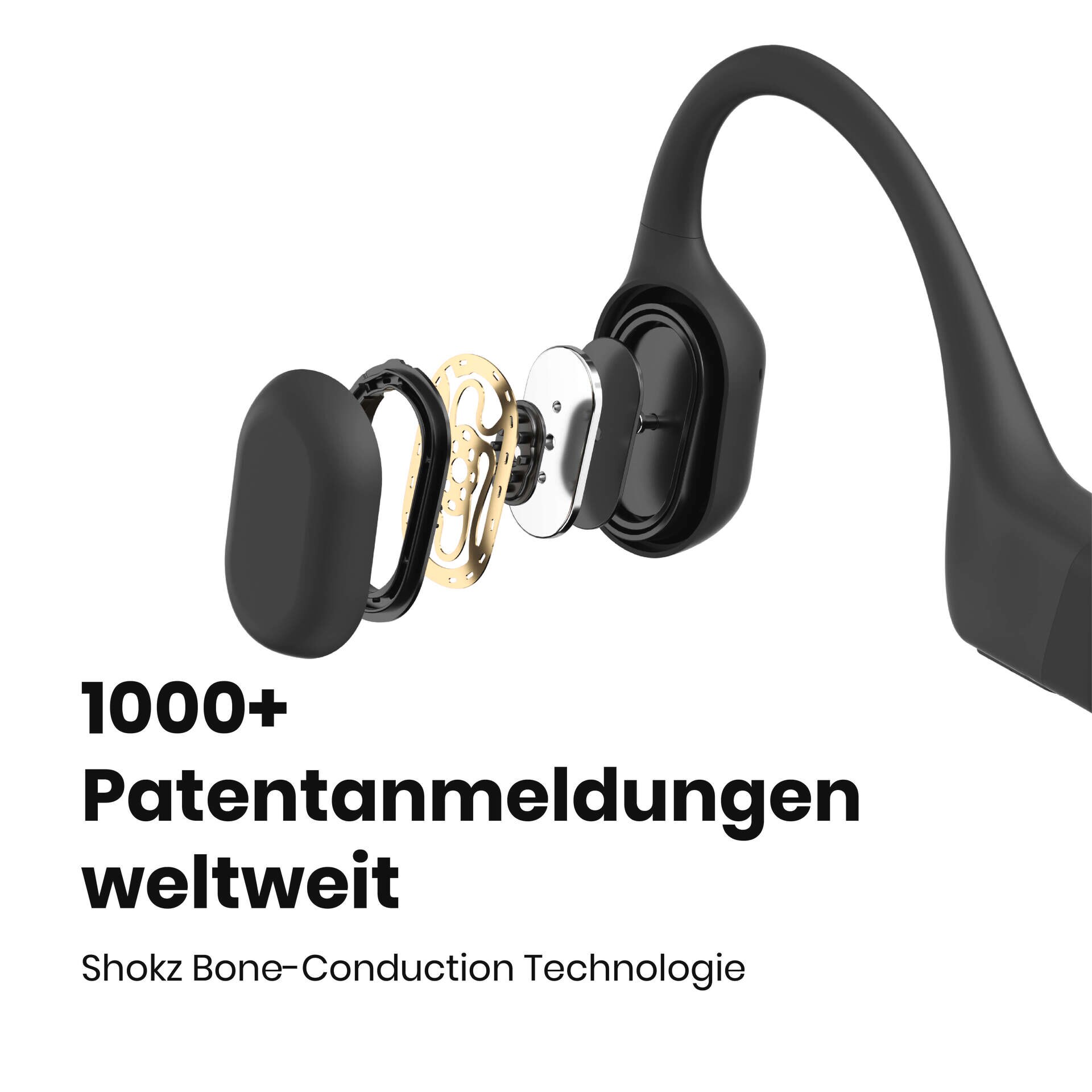 Shokz OpenRun Black Knochenschall-Sportkopfhörer Bluetooth Open-Ear