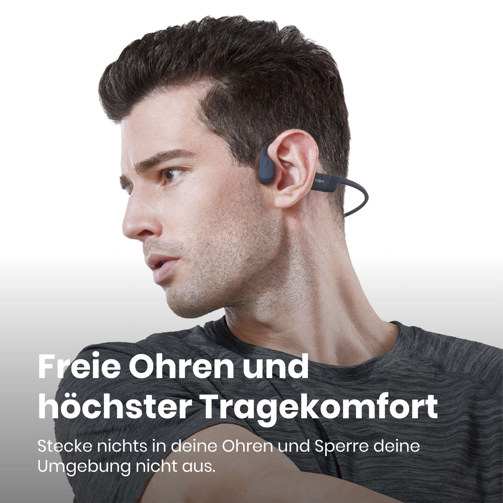 Shokz OpenRun Black Knochenschall-Sportkopfhörer Bluetooth Open-Ear