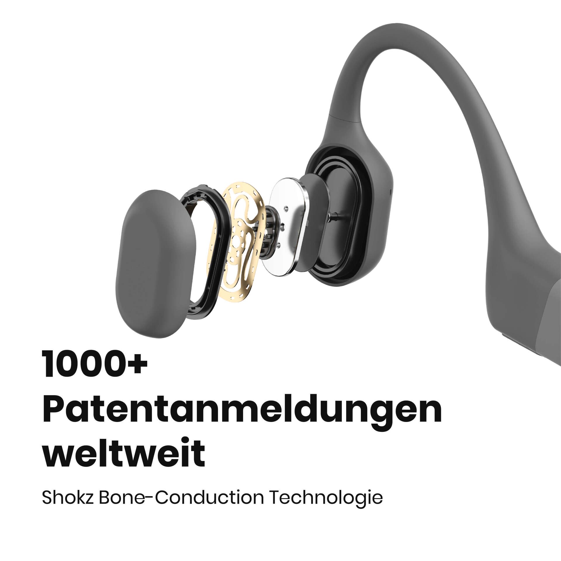 Shokz OpenRun Grey Knochenschall-Sportkopfhörer Bluetooth Open-Ear