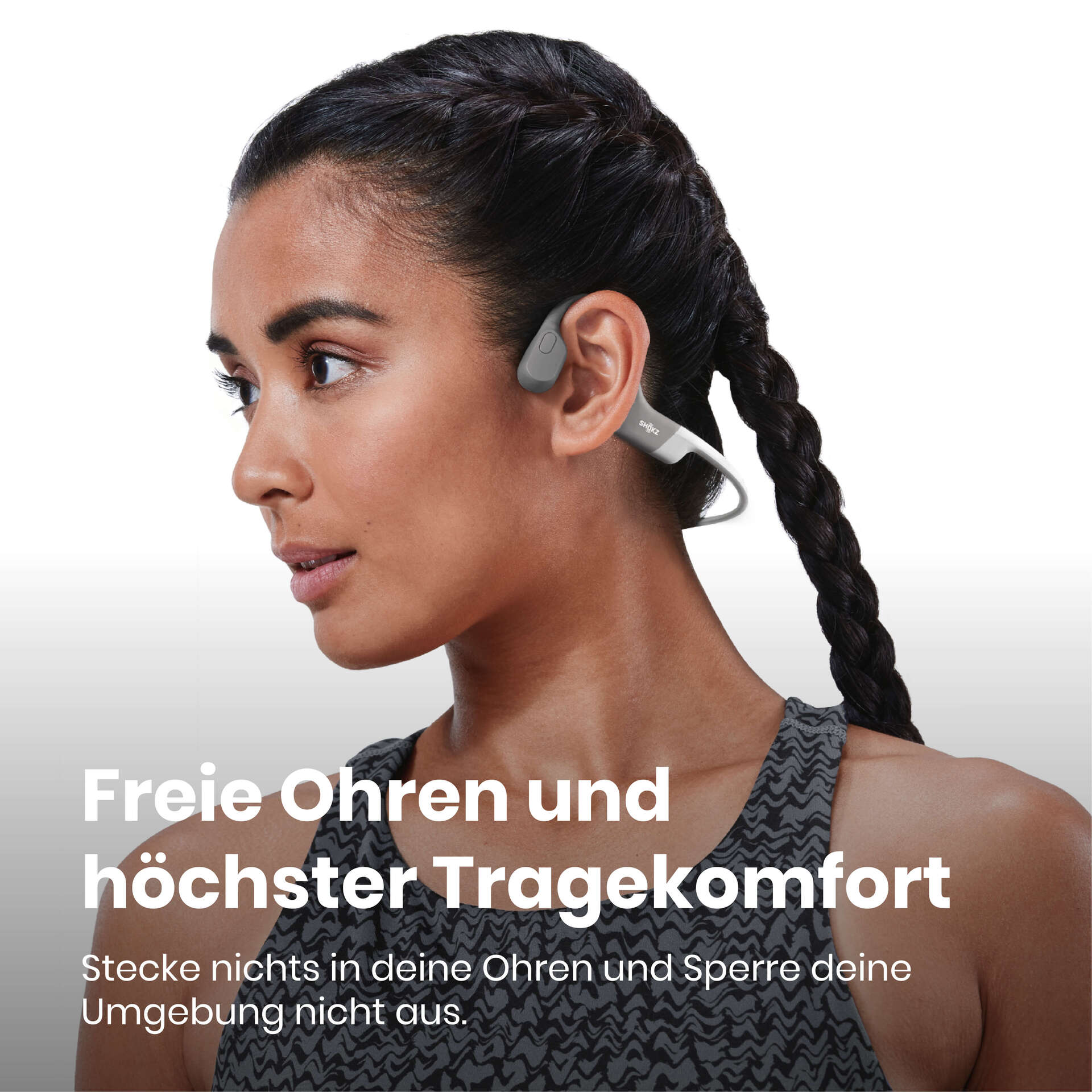 Shokz OpenRun Grey Knochenschall-Sportkopfhörer Bluetooth Open-Ear