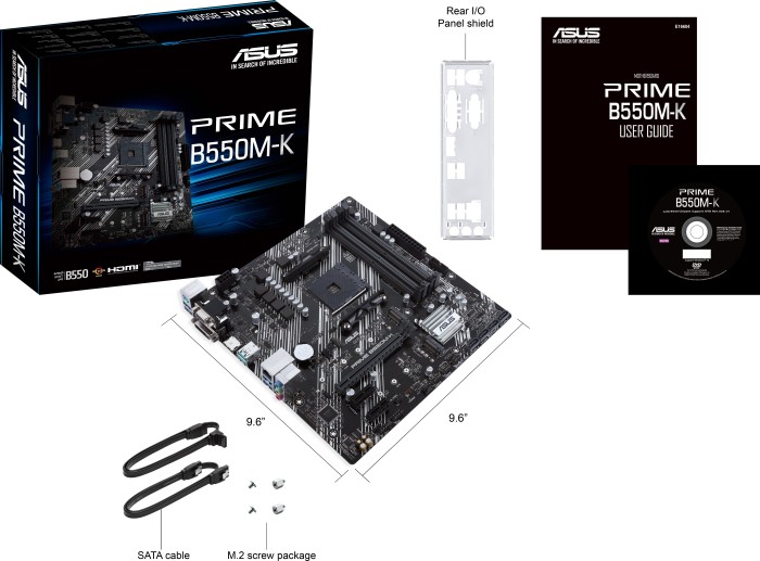 ASUS Prime B550M-K mATX Mainboard Sockel AM4 M.2/USB3.2/HDMI/DVI/VGA