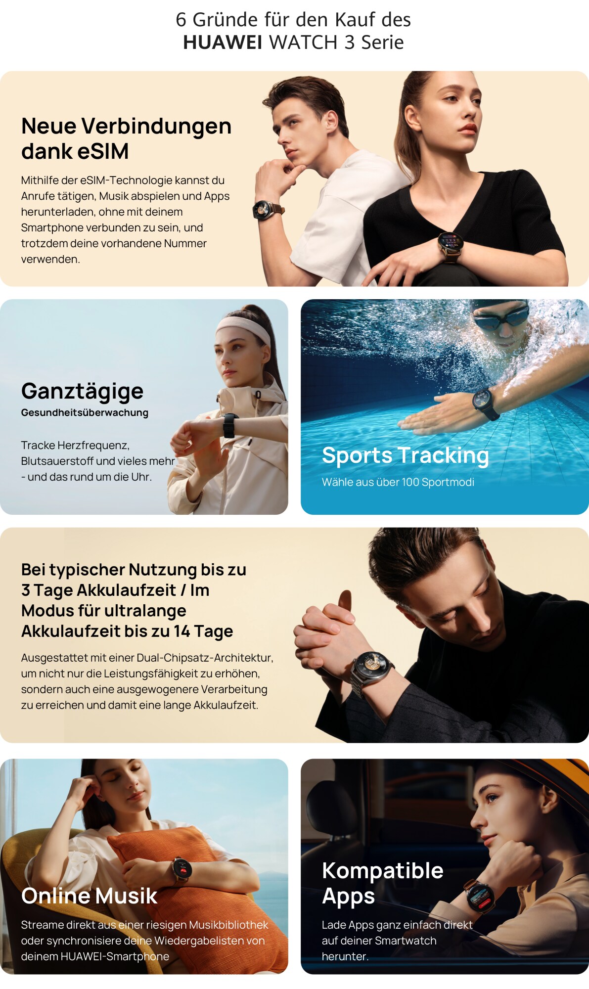 Huawei Watch 3 Active Smartwatch 3,6cm-OLED-Display, eSIM, WLAN, GPS schwarz