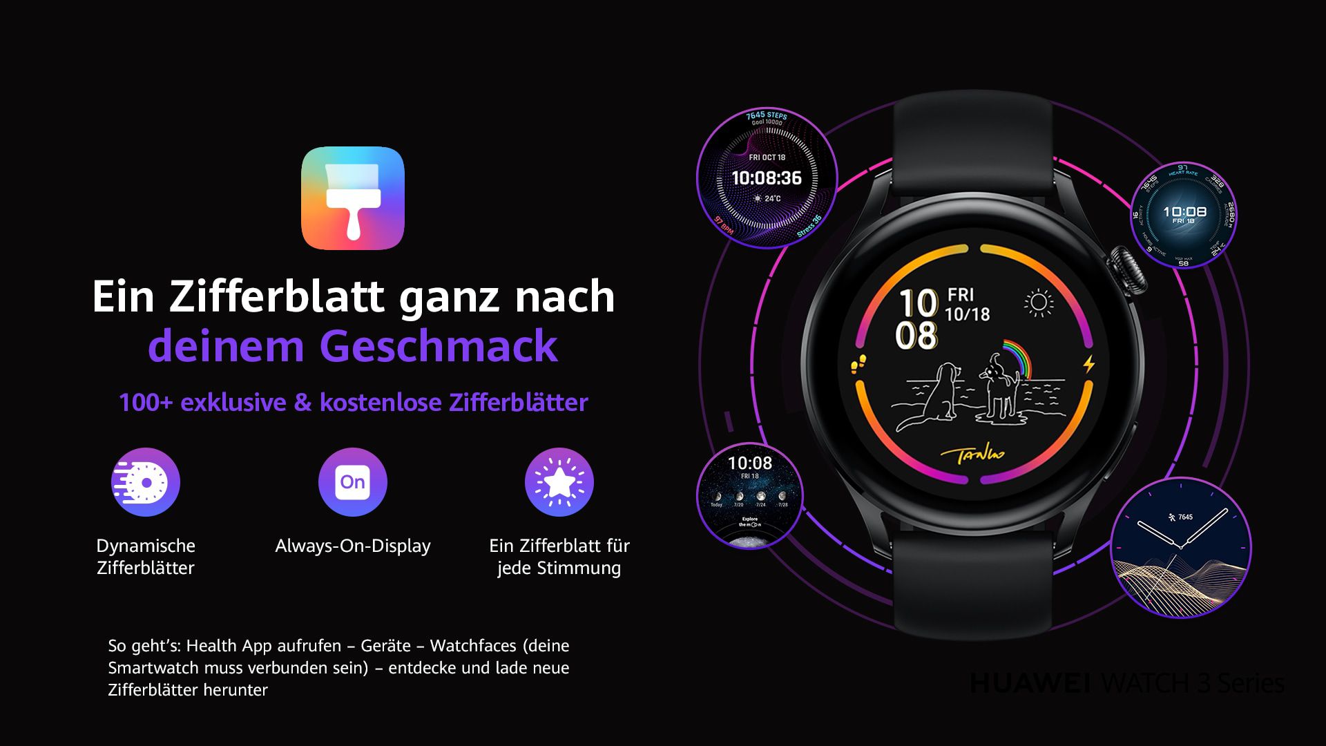 Huawei Watch 3 Active Smartwatch 3,6cm-OLED-Display, eSIM, WLAN, GPS schwarz