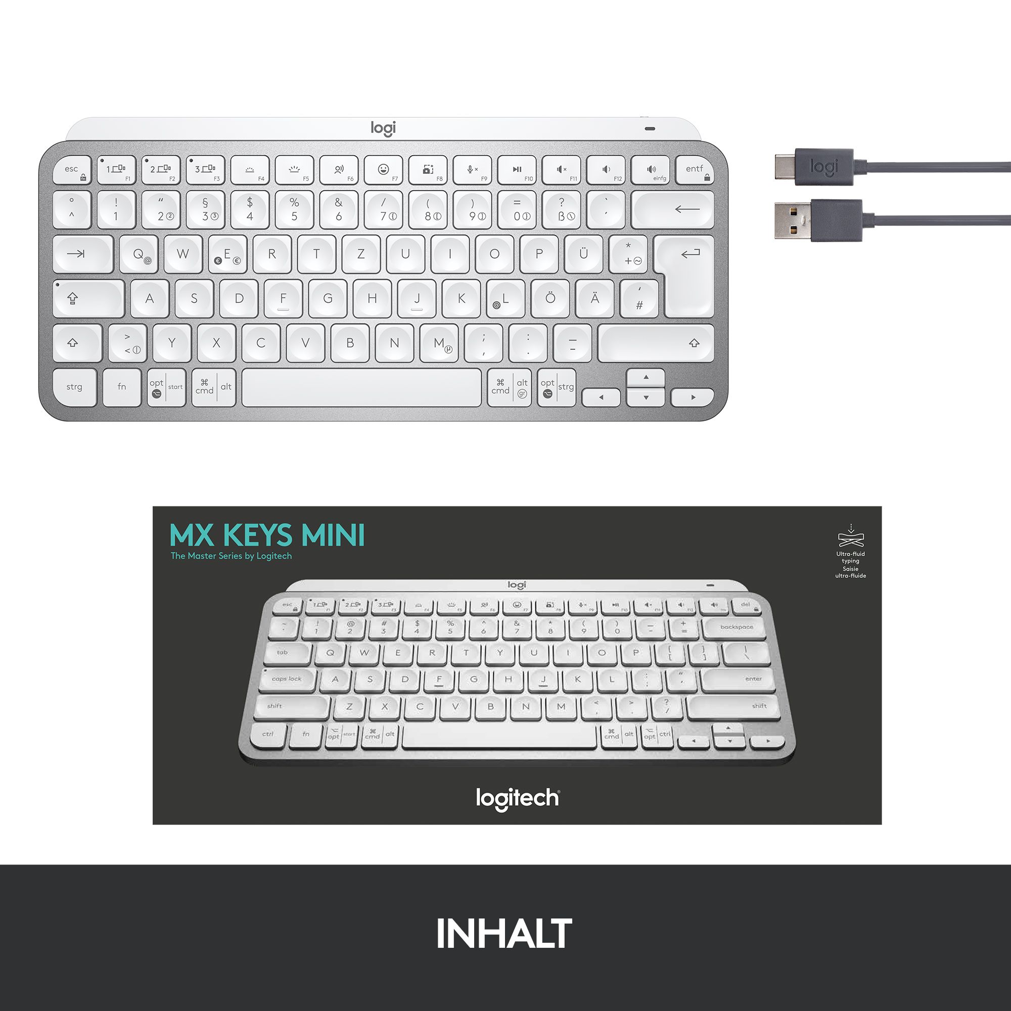 Logitech MX Keys Mini Kabellose Tastatur Grey