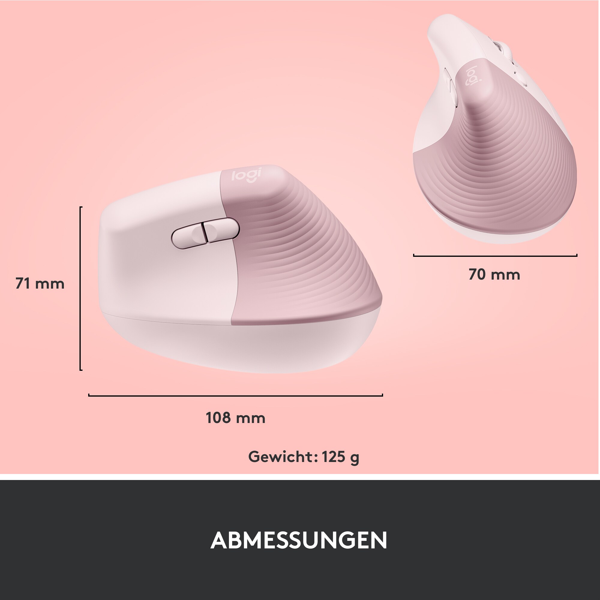 Logitech Lift Vertical Ergonomische Kabellose Maus Rosa