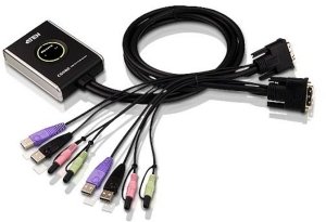 Aten CS682 2-Port USB DVI Kabel KVM Switch mit Audio und Remote