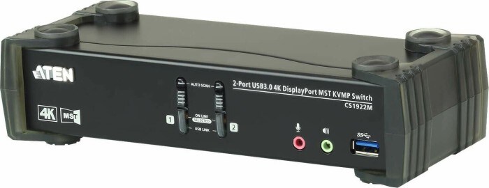 Aten CS1922M 2-Port USB 4K Display-Port Kabel KVM MST Switch + USB 3.0 Periph.