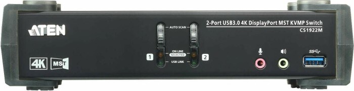 Aten CS1922M 2-Port USB 4K Display-Port Kabel KVM MST Switch + USB 3.0 Periph.