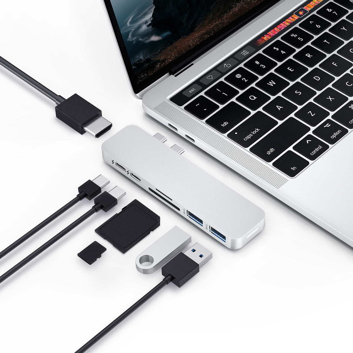 Hyper DUO 7-in-2 MacBook Pro Hub Silber